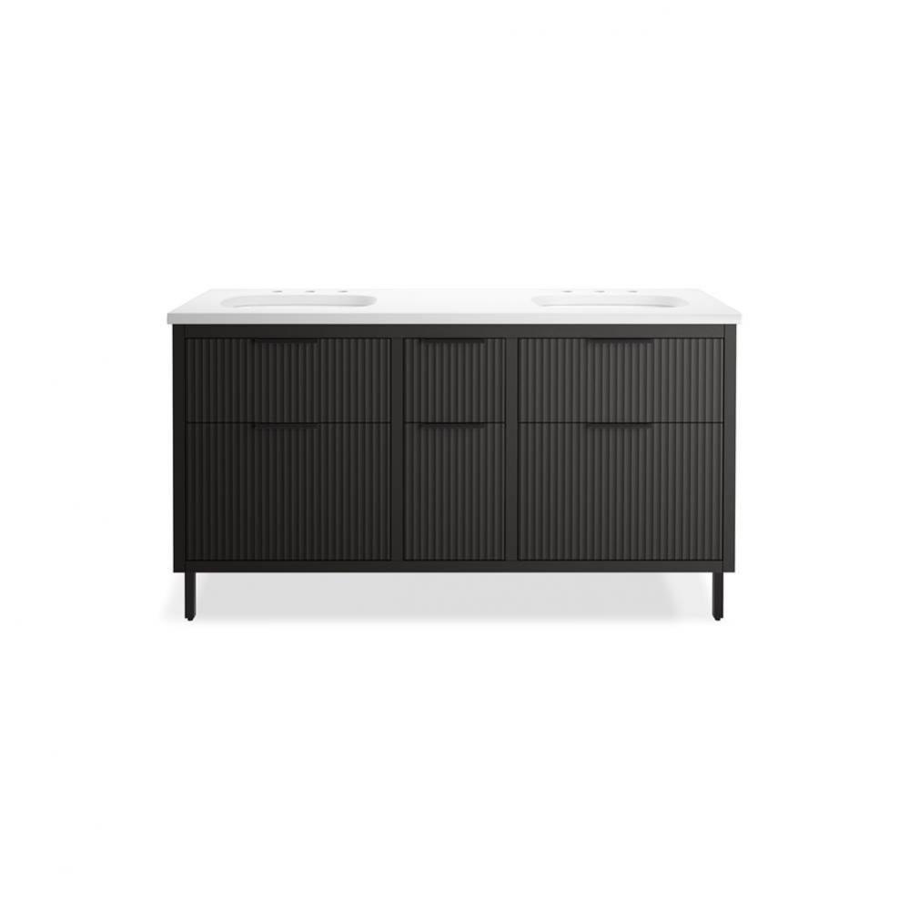 Spacity® 60'' wall-hung bathroom vanity cabinet with sinks and quartz top
