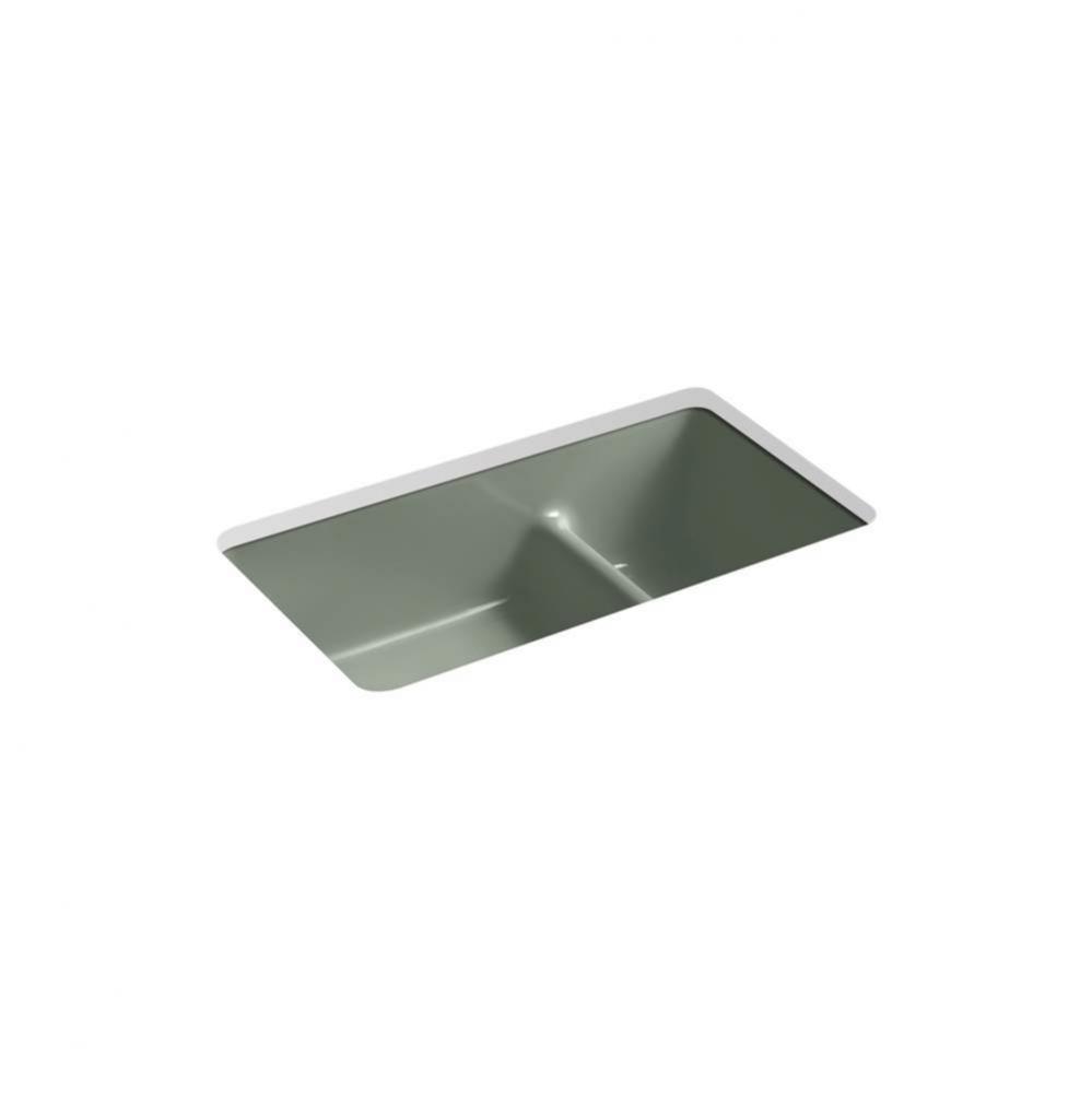 Iron/Tones® Smart Divide® 33'' top-/undermount double-bowl kitchen sink