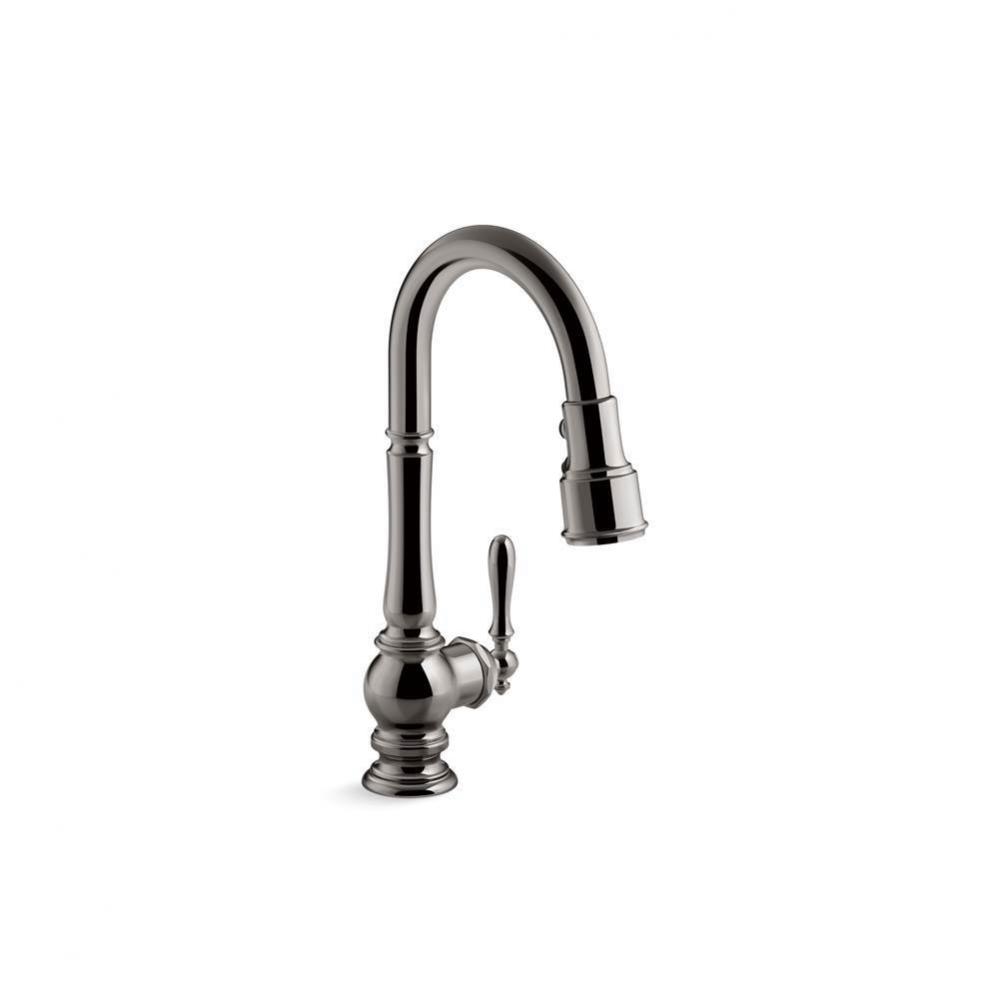 Artifacts® Pull-down kitchen sink faucet with three-function sprayhead