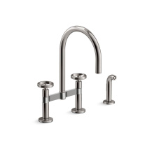 Kohler 28673-9-TT - Billet™ Two-hole bridge kitchen sink faucet with side sprayer