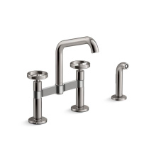 Kohler 28665-9-TT - Billet™ Two-hole bridge kitchen sink faucet with side sprayer