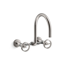 Kohler 28672-9-TT - Billet™ Two-hole wall-mount bridge kitchen sink faucet