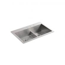 Kohler 3839-3-NA - Vault™ Smart Divide® 33'' top-/undermount double-bowl kitchen sink