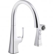 Kohler 22064-CP - Graze® Single-handle kitchen sink faucet with two-function side sprayer