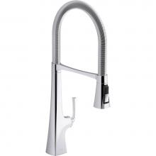 Kohler 22060-CP - Graze® Semi-professional kitchen sink faucet with three-function sprayhead