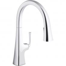 Kohler 22062-CP - Graze® Pull-down kitchen sink faucet with three-function sprayhead