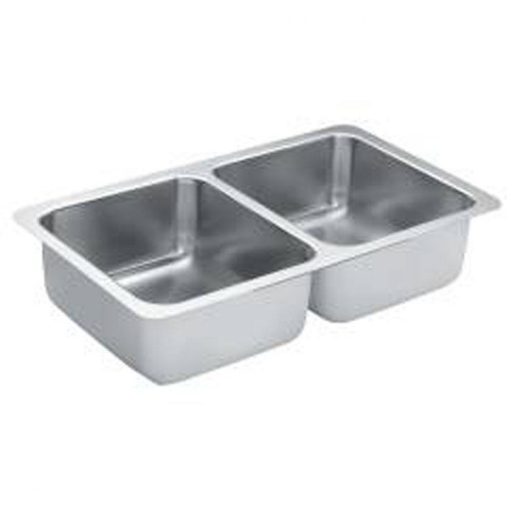 31-3/8x18 stainless steel 18 gauge double bowl sink