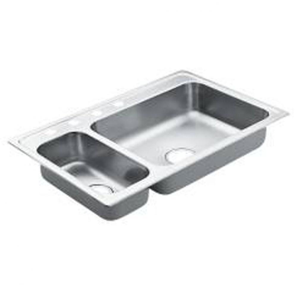 33''x22'' stainless steel 20 gauge double bowl drop in sink