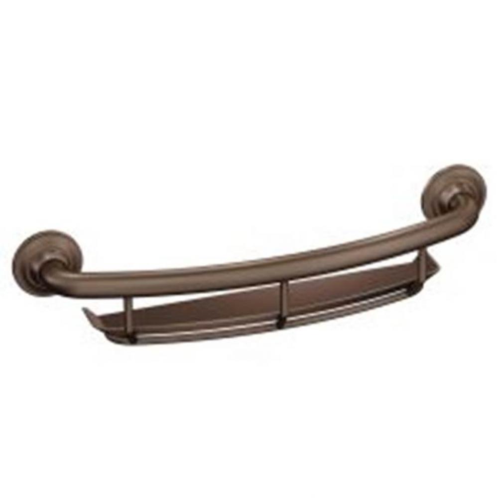 Old world bronze 16'' grab bar with shelf