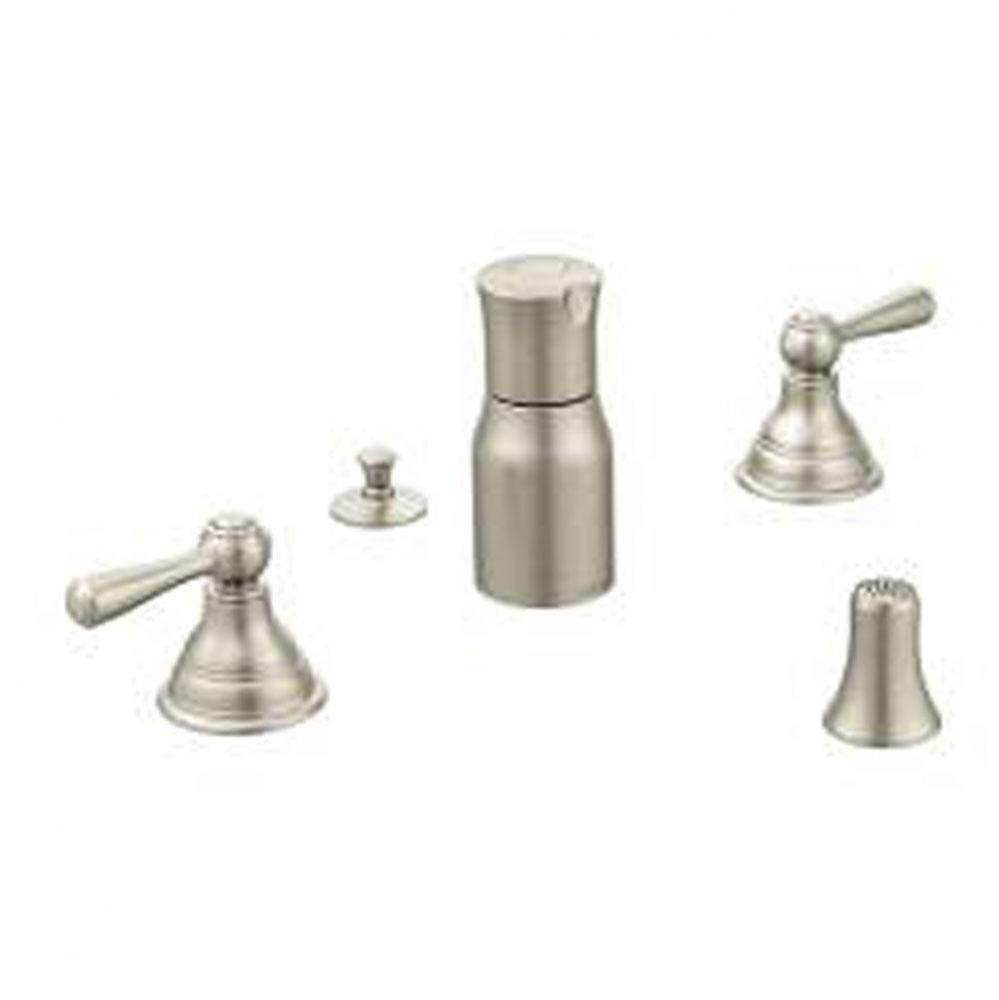 Brushed nickel two-handle bidet faucet