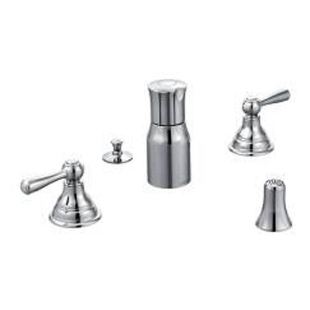 Chrome two-handle bidet faucet