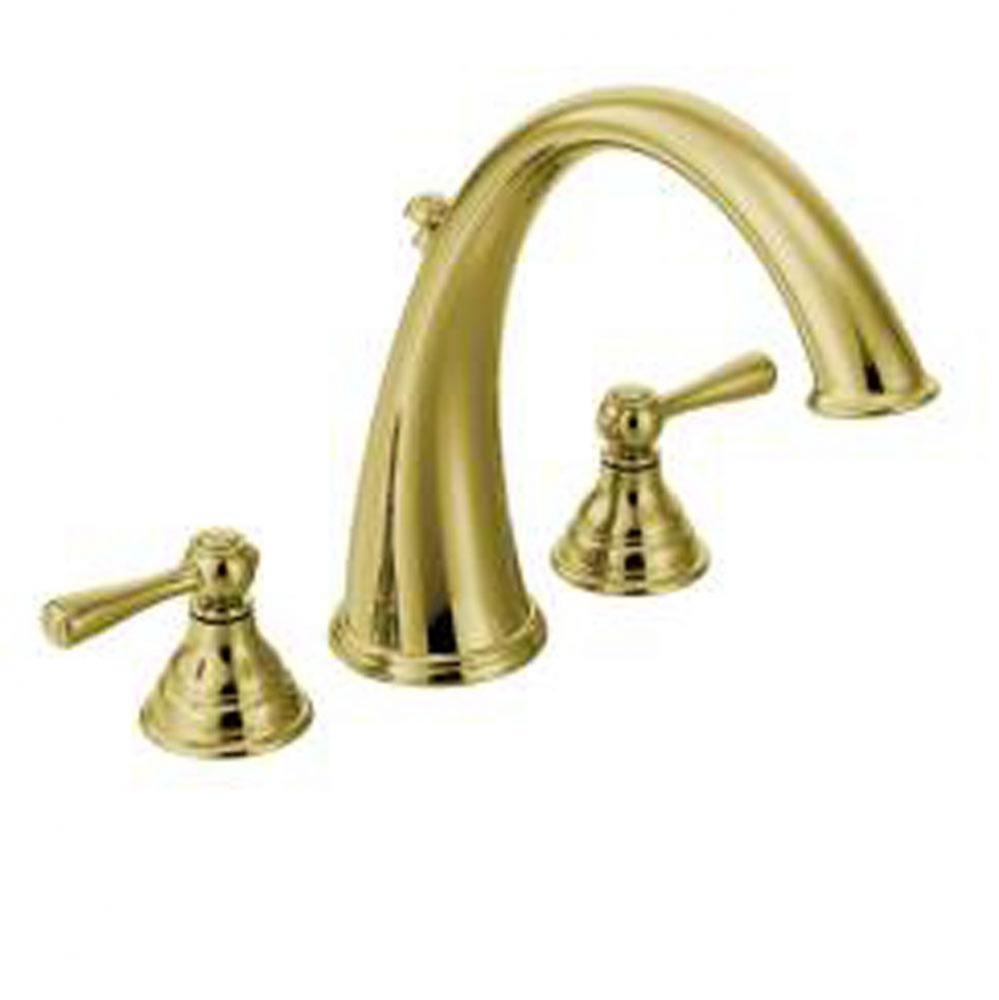 Polished brass two-handle roman tub faucet