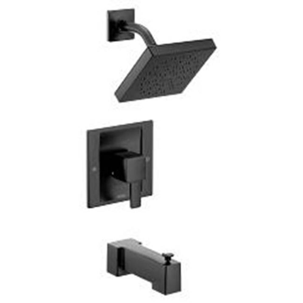 Matte black Posi-Temp(R) tub/shower