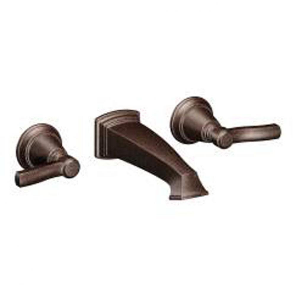 Oil rubbed bronze two-handle wall mount bathroom faucet