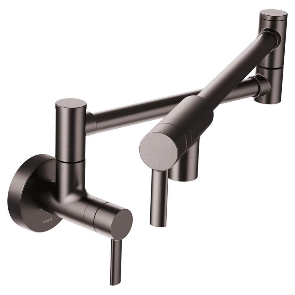 Modern Wall Mounted Swing Arm Potfiller in Spot Resist Black Stainless