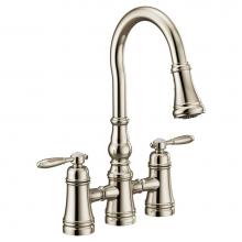 Moen S73204NL - Moen Weymouth 2-Handle Bridge Faucet in Polished Nickle