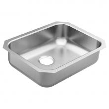 Moen GS20193B - 2000 23.5-inch 20 Gauge Undermount Single Bowl Stainless Steel Kitchen or Bar Sink, Rear Drain