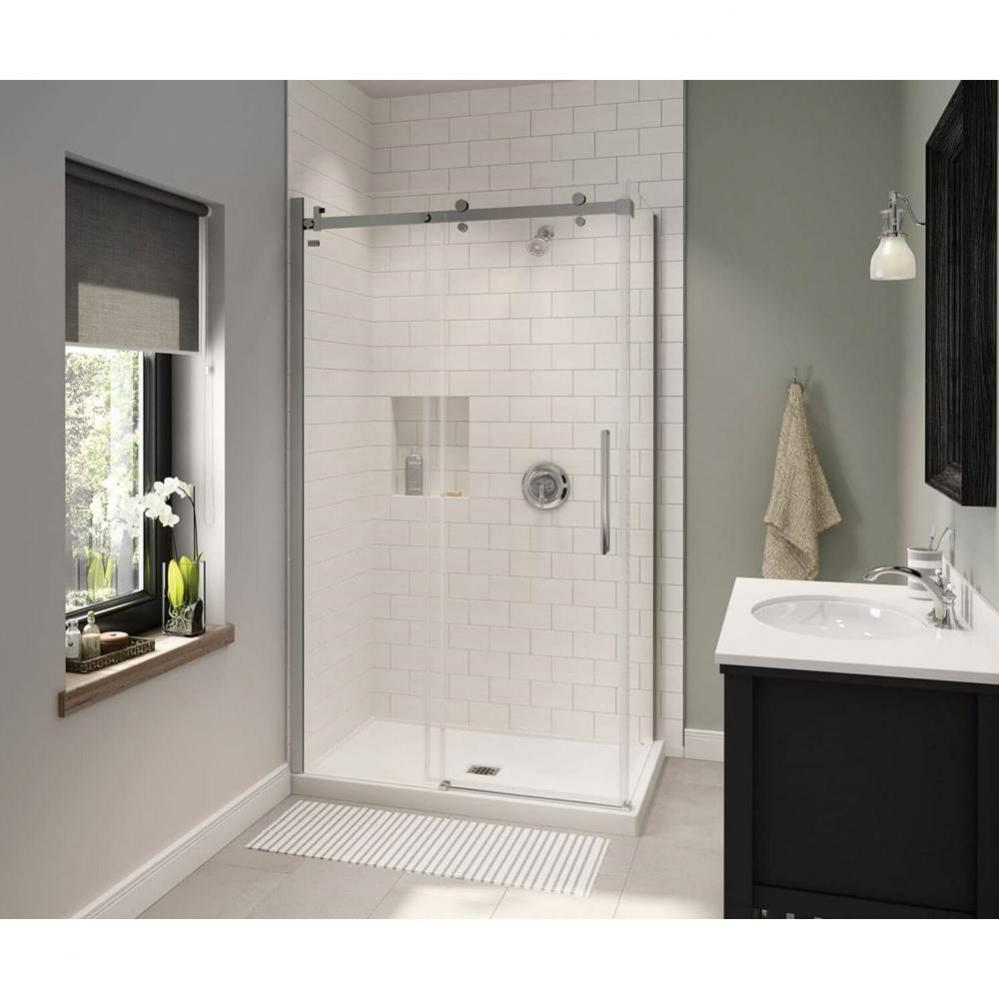 B3X 4836 Acrylic Corner Left Shower Base with Anti-slip Bottom with Center Drain in White