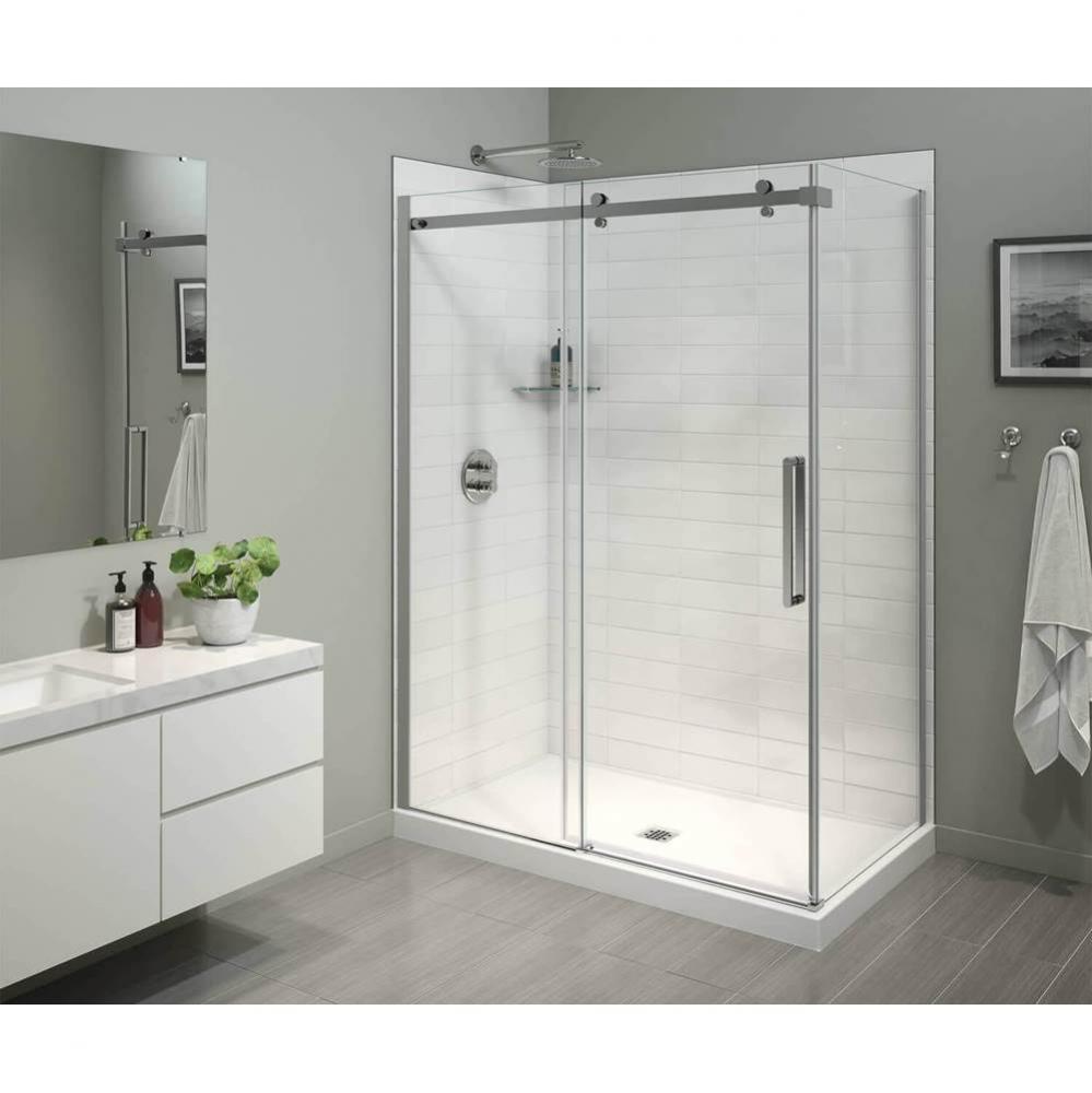 B3X 6036 Acrylic Corner Left Shower Base with Center Drain in White