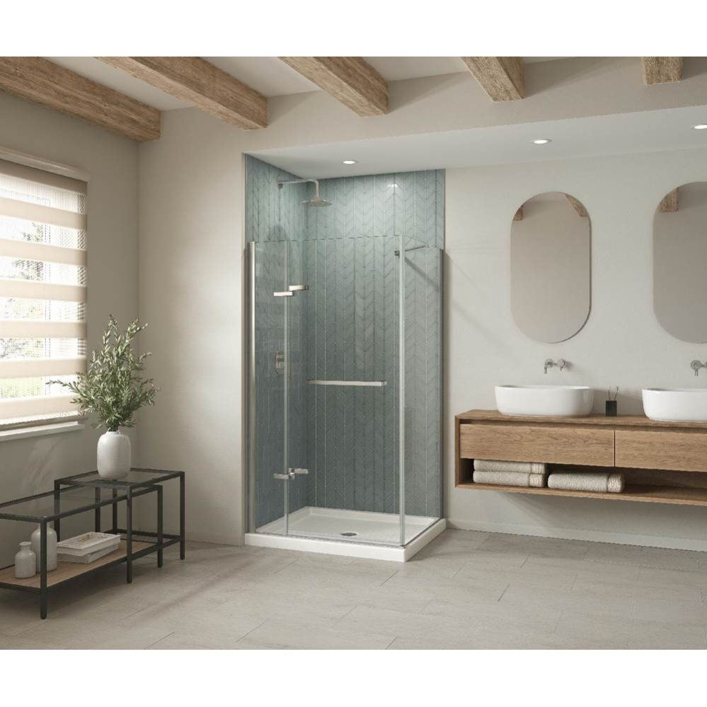 B3Round 4832 Acrylic Corner Left Shower Base in White with Anti-slip Bottom with Center Drain