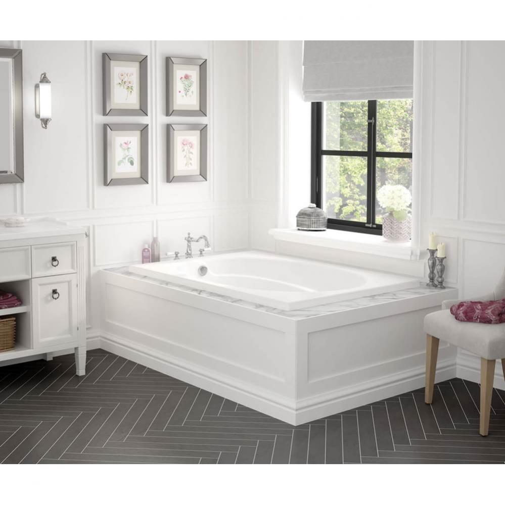 Temple 59.75 in. x 40.75 in. Alcove Bathtub with Whirlpool System End Drain in White