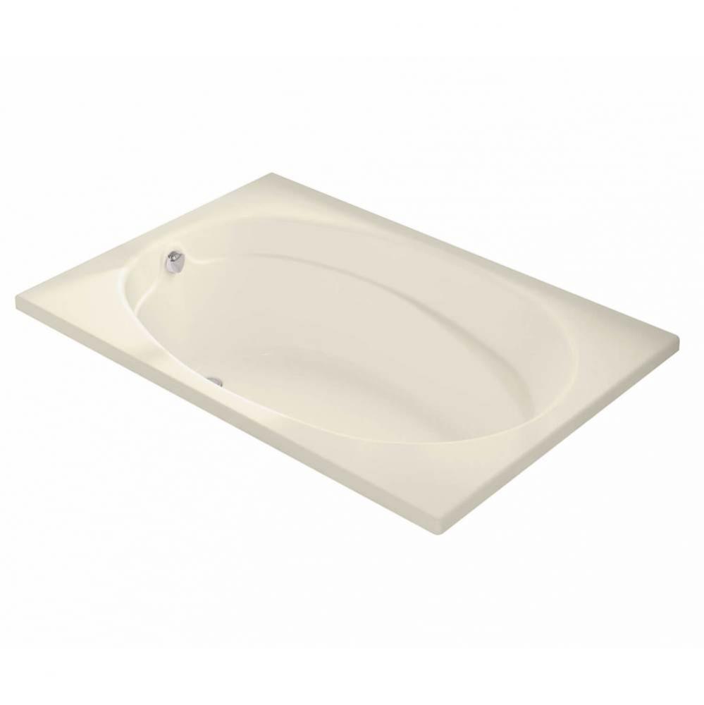 Temple 59.75 in. x 40.75 in. Alcove Bathtub with End Drain in Bone