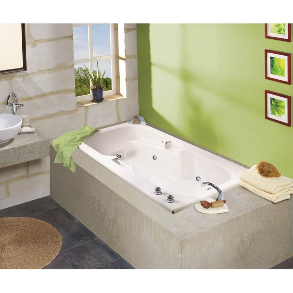 Lopez 66.25 in. x 35.75 in. Alcove Bathtub with Whirlpool System End Drain in White