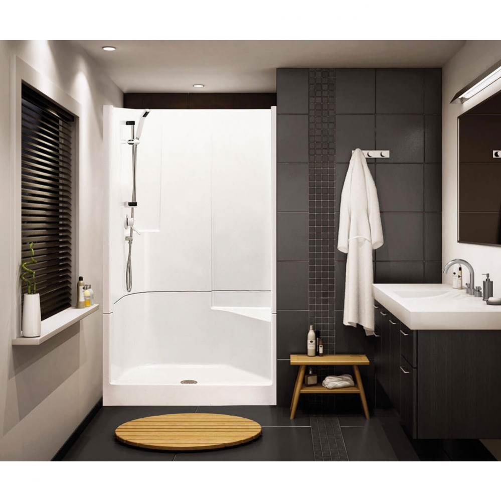 Biarritz 90 47.5 in. x 36.25 in. x 75 in. 2-piece Shower with No Seat, Center Drain in Sterling Si