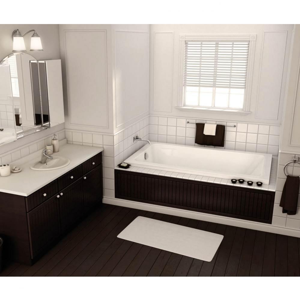 Pose 66.25 in. x 35.75 in. Drop-in Bathtub with Aeroeffect System End Drain in White