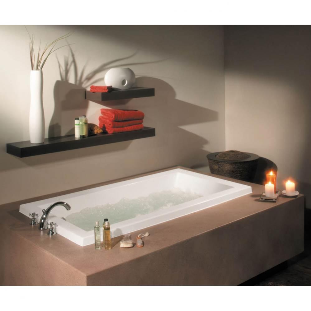 Aiiki 72 in. x 36 in. Drop-in Bathtub with Hydrofeel System End Drain in White