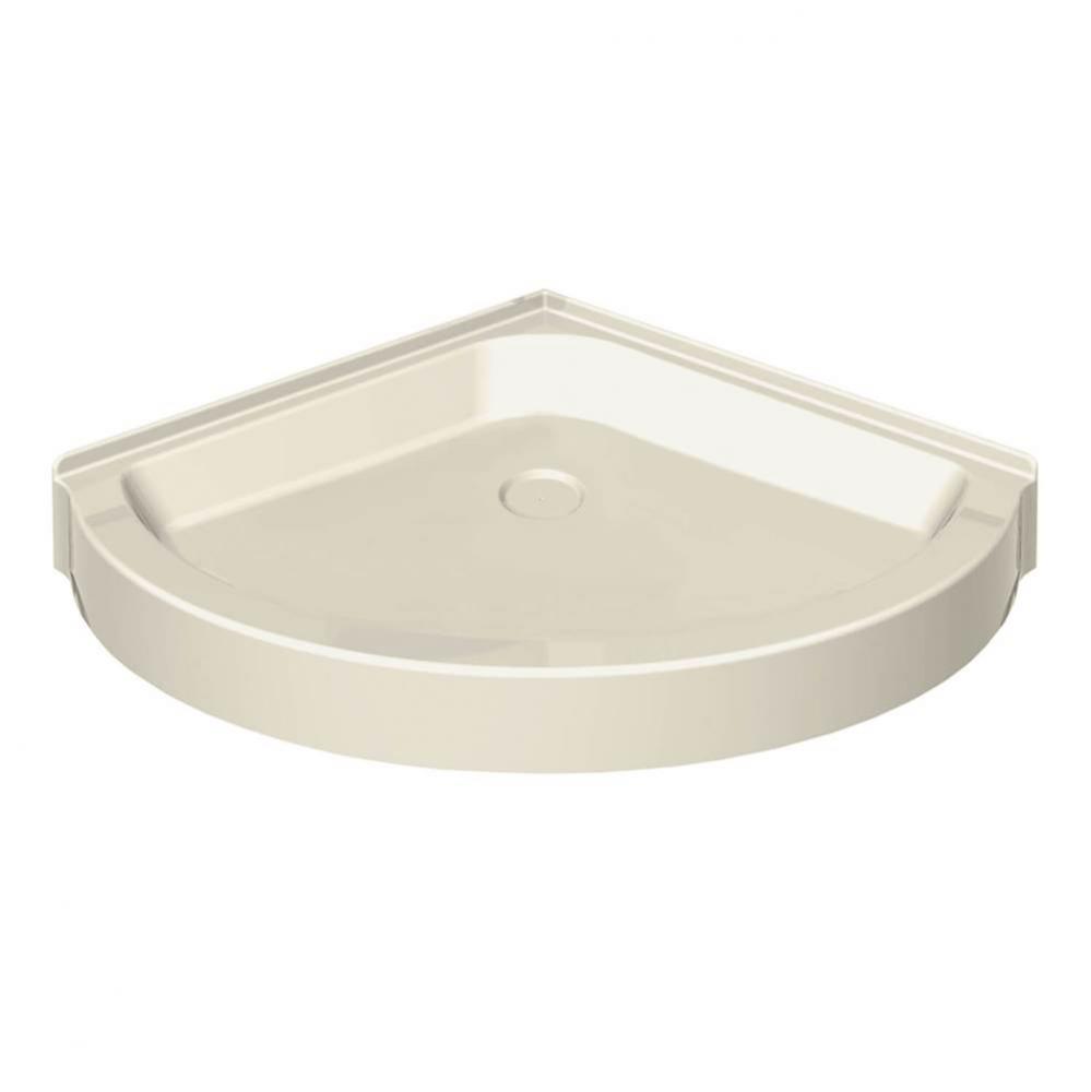 R 36.125 in. x 36.125 in. x 6.125 in. Round Corner Shower Base with Center Drain in Bone