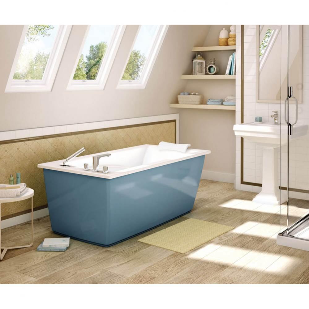 Optik F 60 in. x 32 in. Freestanding Bathtub with Aerofeel System End Drain in Glacier Blue