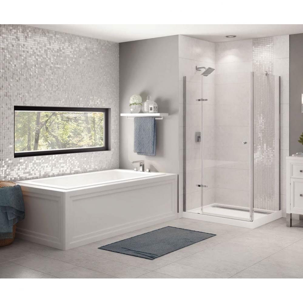 Skybox 66.25 in. x 35.75 in. Alcove Bathtub with Combined Hydrosens/Aerosens System End Drain in W