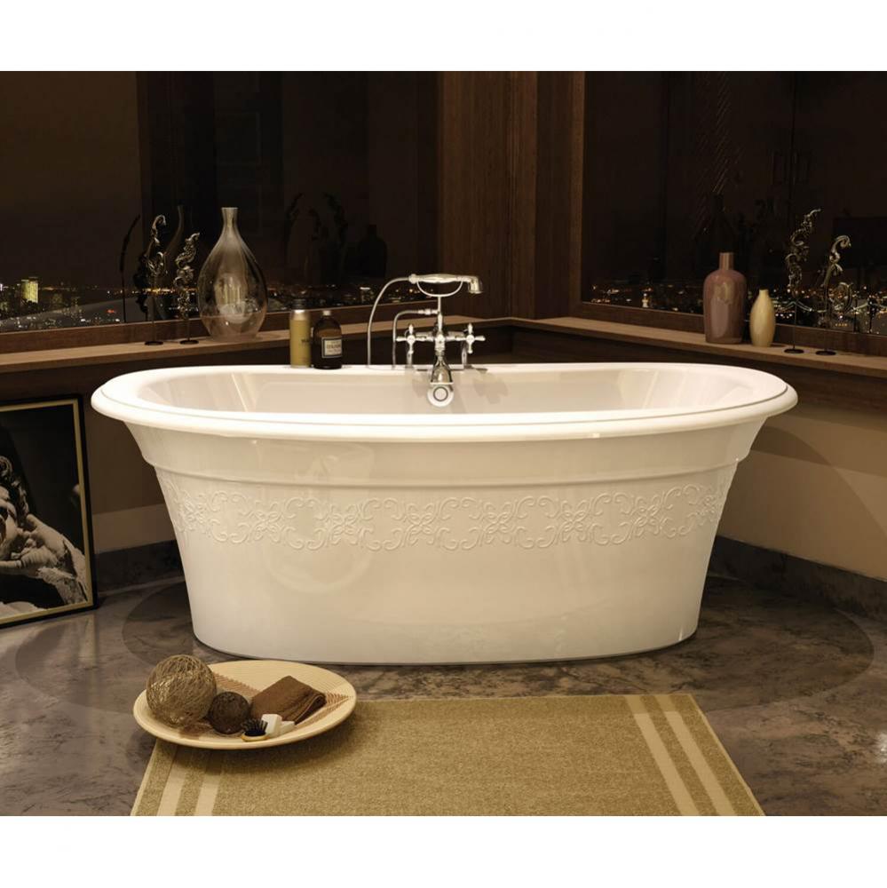 Ella Embossed 66 in. x 36 in. Freestanding Bathtub with Center Drain in White