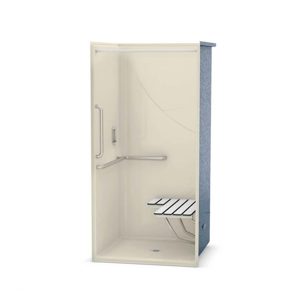 OPS-3636-RS L-BAR, VERTICAL BAR & Seat 36 in. x 36 in. x 76.625 in. 1-piece Shower with Left-h