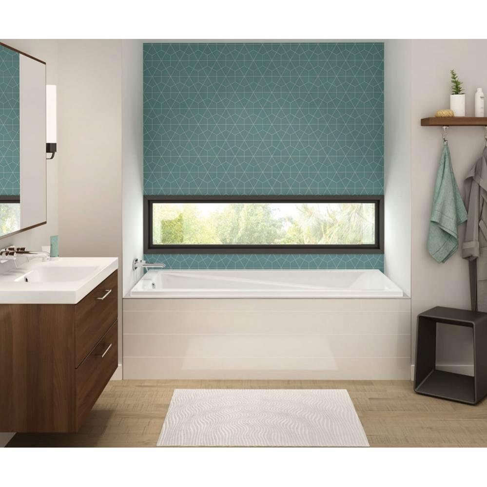 Exhibit 65.875 in. x 34 in. Drop-in Bathtub with End Drain in White