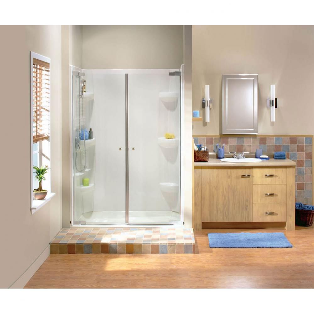 Kleara 2-panel 33.5-36.5 in. x 69 in. Pivot Alcove Shower Door with Clear Glass in Chrome