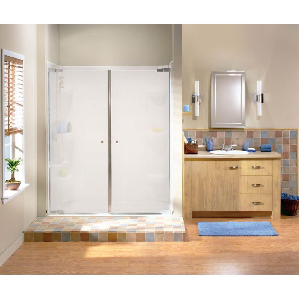 Kleara 2-panel 51.5-54.5 in. x 69 in. Pivot Alcove Shower Door with Mistelite Glass in Chrome