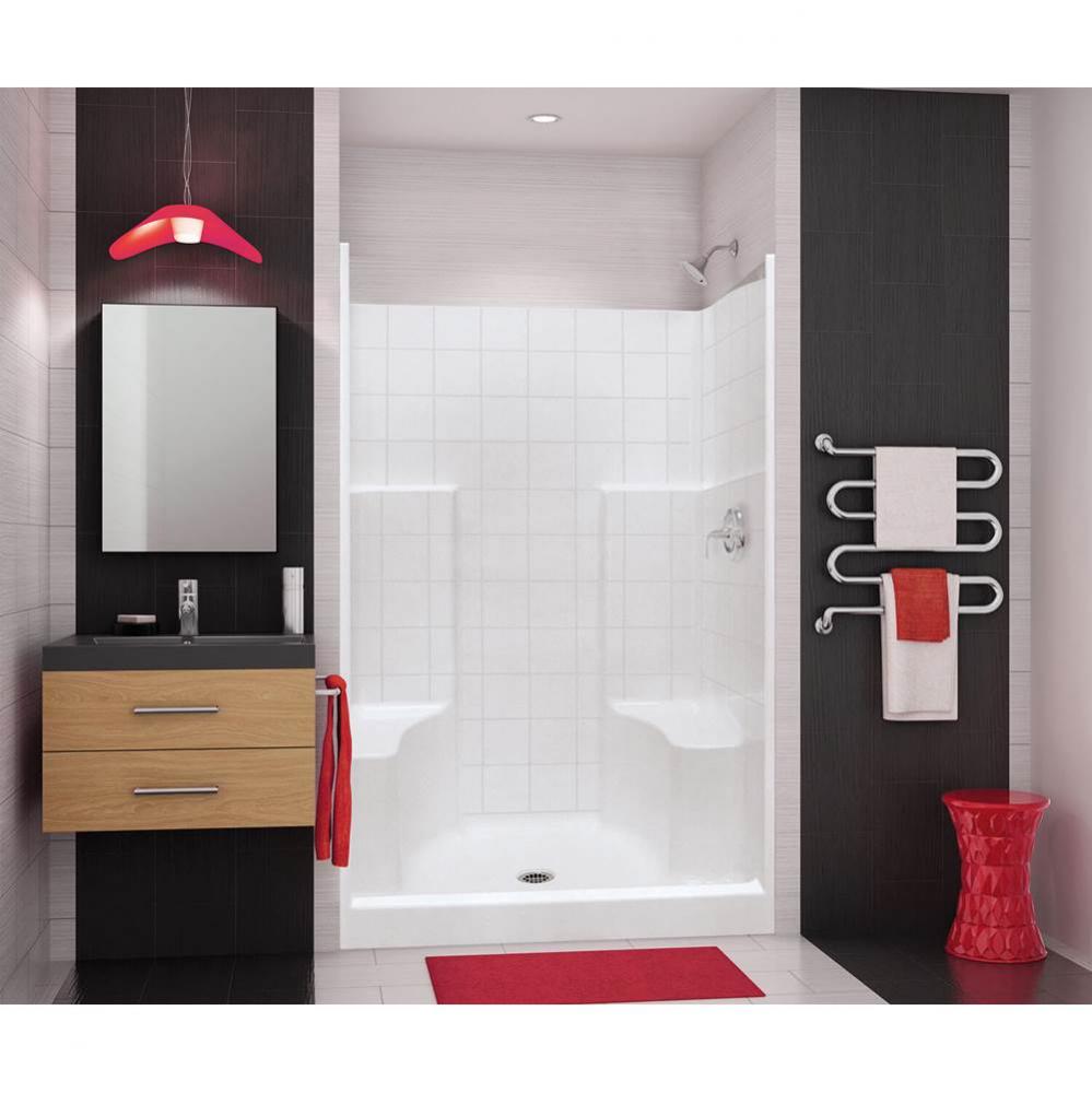 SST3648 48 in. x 36 in. x 75 in. 1-piece Shower with Two Seats, Center Drain in Biscuit