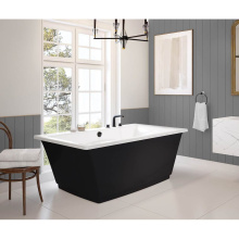 Maax 105742-055-015 - Optik 6636 F Acrylic Freestanding Center Drain Aerofeel Bathtub in White with Black Skirt
