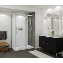 Maax 410002-503-001-000 - B3Round 4834 Acrylic Corner Right Shower Base in White with Center Drain