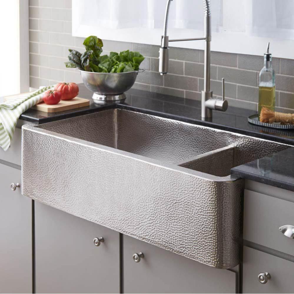 Farmhouse Duet Pro Kitchen SInk in Brushed Nickel