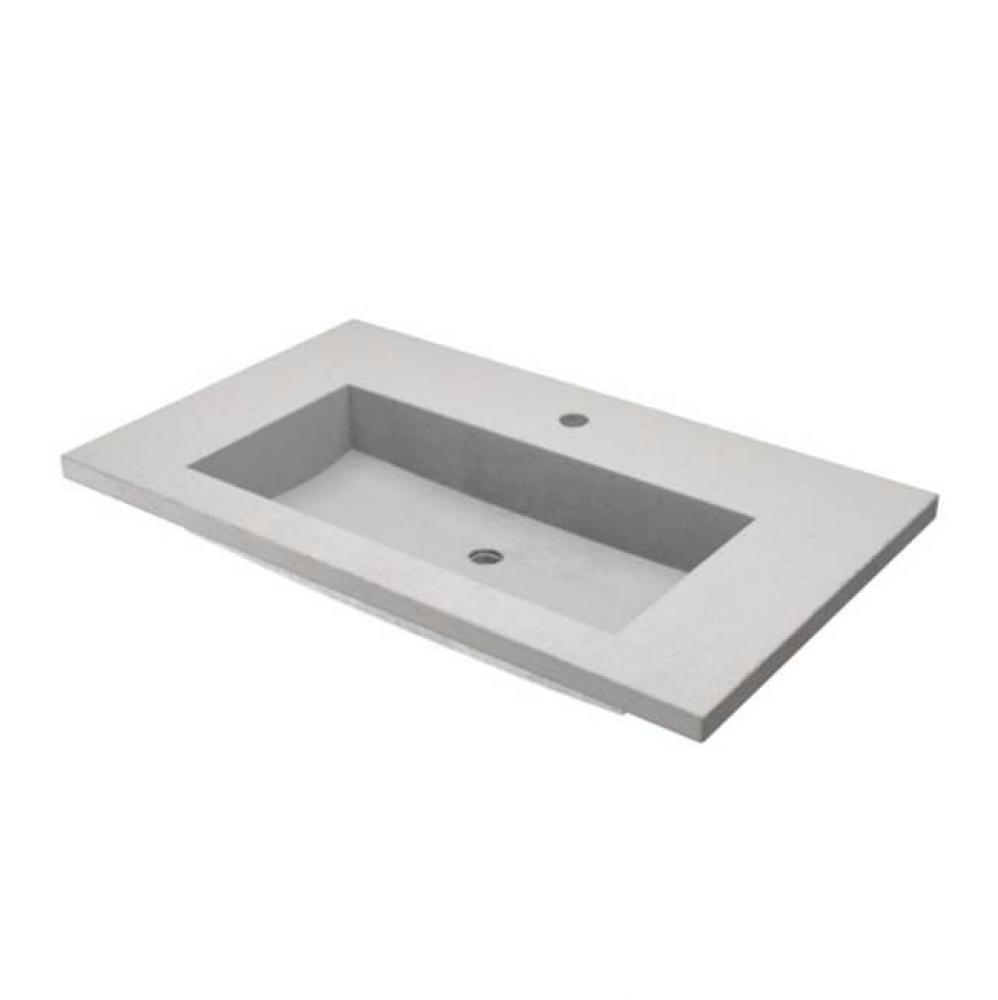 36'' Capistrano Vanity Top with Integral Trough in Ash - 8'' Widespread Faucet