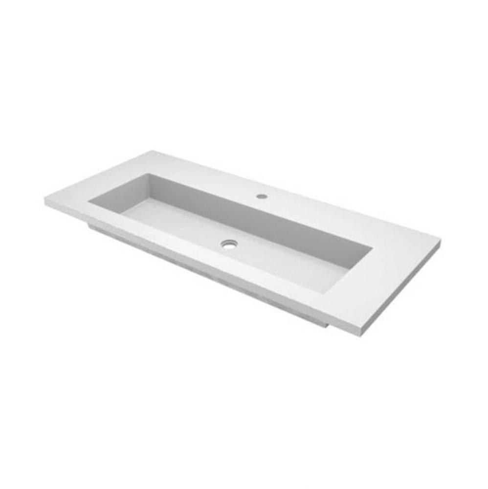 48'' Capistrano Vanity Top with Integral Trough in Pearl - Single Faucet Cutout