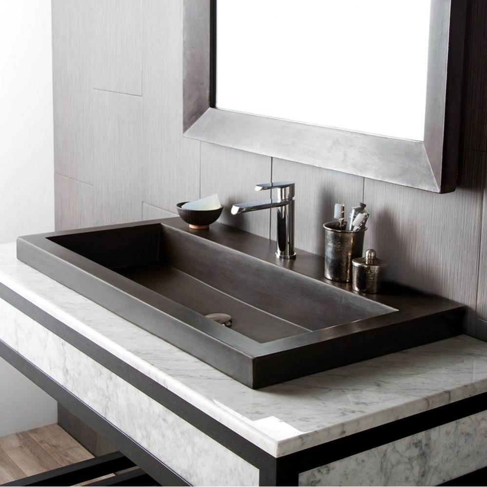 Trough 3619 Bathroom Sink in Slate-No Faucet Holes