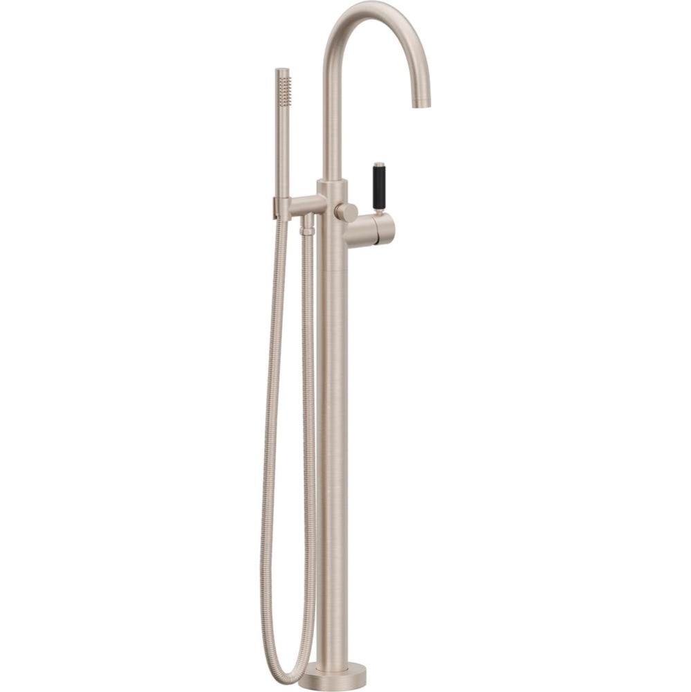 Contemporary Single Hole Floor Mount Tub Filler - Arc Spout