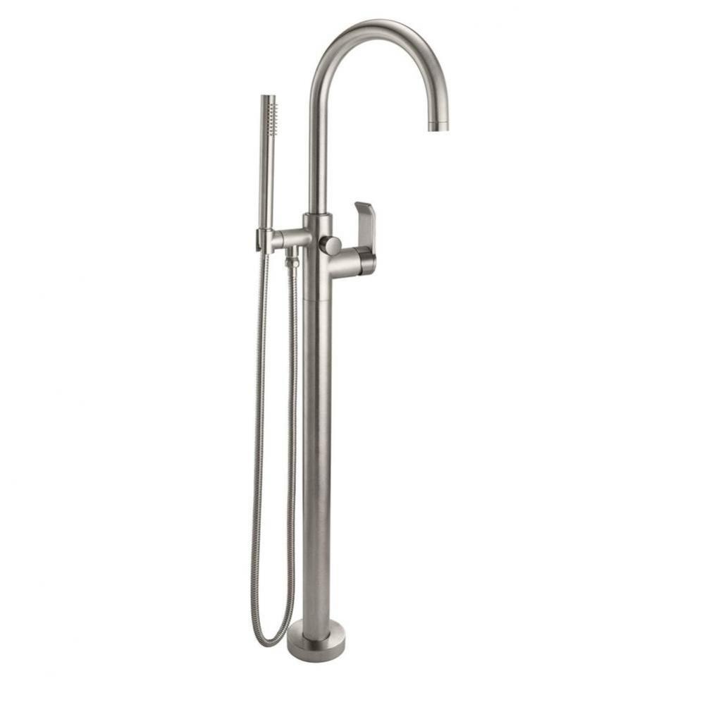 Contemporary Single Hole Floor Mount Tub Filler - Arc Spout