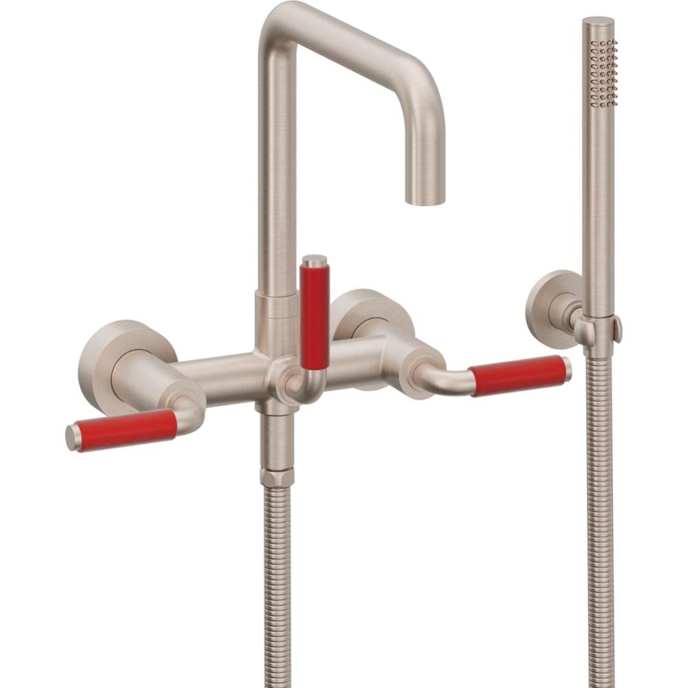 Contemporary Wall Mount Tub Filler - Quad Spout