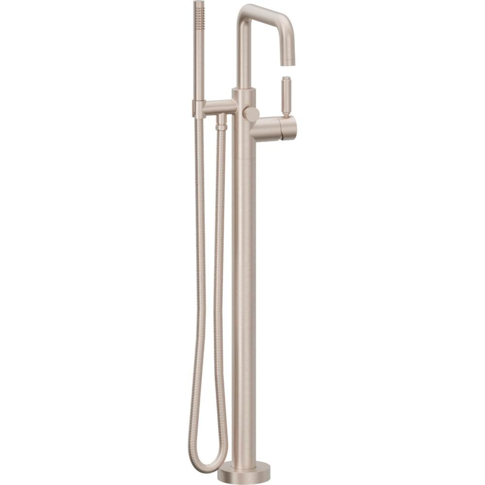 Contemporary Single Hole Floor Mount Tub Filler - Quad Spout