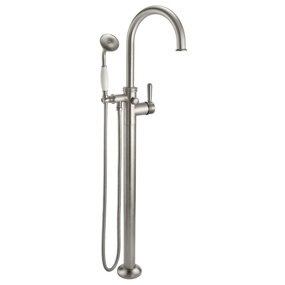 Traditional Single Hole Floor Mount Tub Filler - Arc Spout